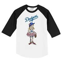 Infant Tiny Turnip White/Black Los Angeles Dodgers Babes Raglan 3/4 Sleeve T-Shirt