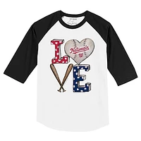 Toddler Tiny Turnip White/Black Washington Nationals Baseball Love Raglan 3/4 Sleeve T-Shirt