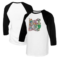 Youth Tiny Turnip White/Black Athletics Peace Love Baseball Raglan 3/4 Sleeve T-Shirt