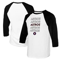 Women's Tiny Turnip White/Black Houston Astros Stacked 3/4-Sleeve Raglan T-Shirt