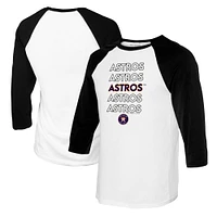 Women's Tiny Turnip White/Black Houston Astros Stacked 3/4-Sleeve Raglan T-Shirt