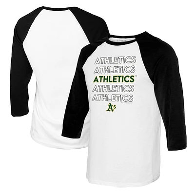 Women's Tiny Turnip White/Black Athletics Stacked 3/4-Sleeve Raglan T-Shirt