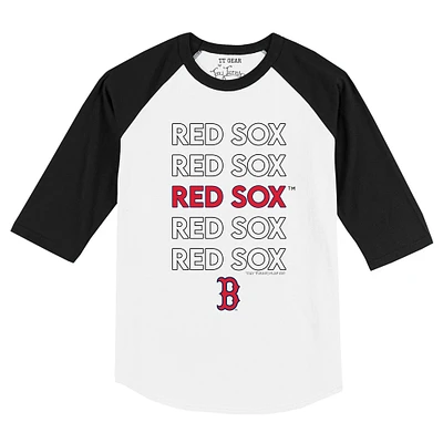 Infant Tiny Turnip White/Black Boston Red Sox Stacked Raglan 3/4 Sleeve T-Shirt