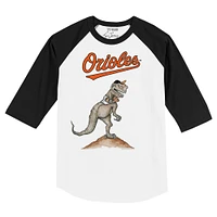Toddler Tiny Turnip White/Black Baltimore Orioles TT Rex Raglan 3/4 Sleeve T-Shirt