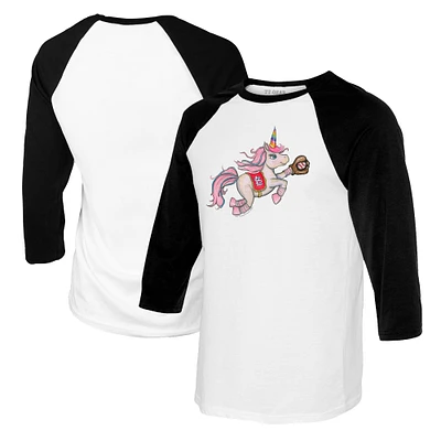 Youth Tiny Turnip White/Black St. Louis Cardinals Unicorn Raglan 3/4 Sleeve T-Shirt