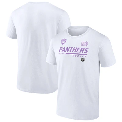 Men's White Florida Panthers NHL Hockey Fights Cancer T-Shirt
