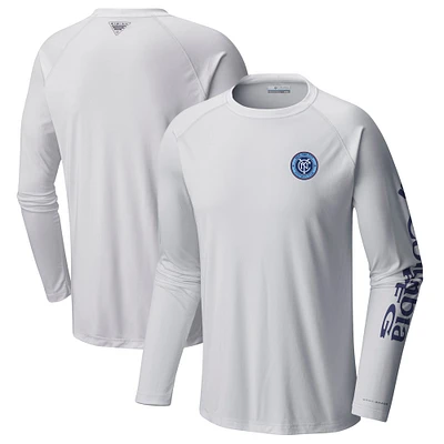Men's Columbia White New York City FC Terminal Tackle Long Sleeve T-Shirt
