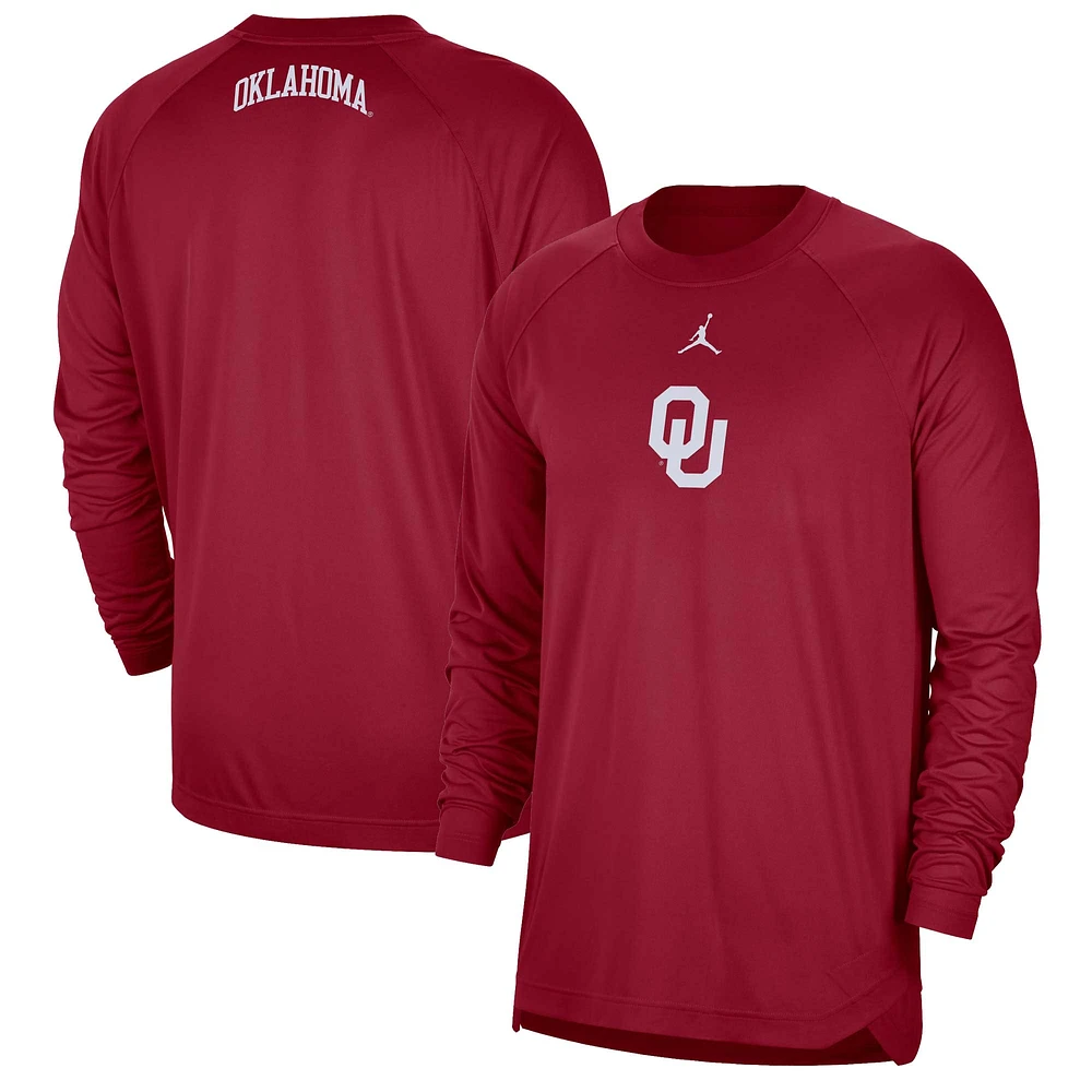 Men's Jordan Brand Crimson Oklahoma Sooners Basketball Spotlight Performance Raglan T-Shirt