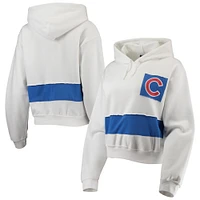 Women's Refried Apparel White/Royal Chicago Cubs Cropped Pullover Hoodie