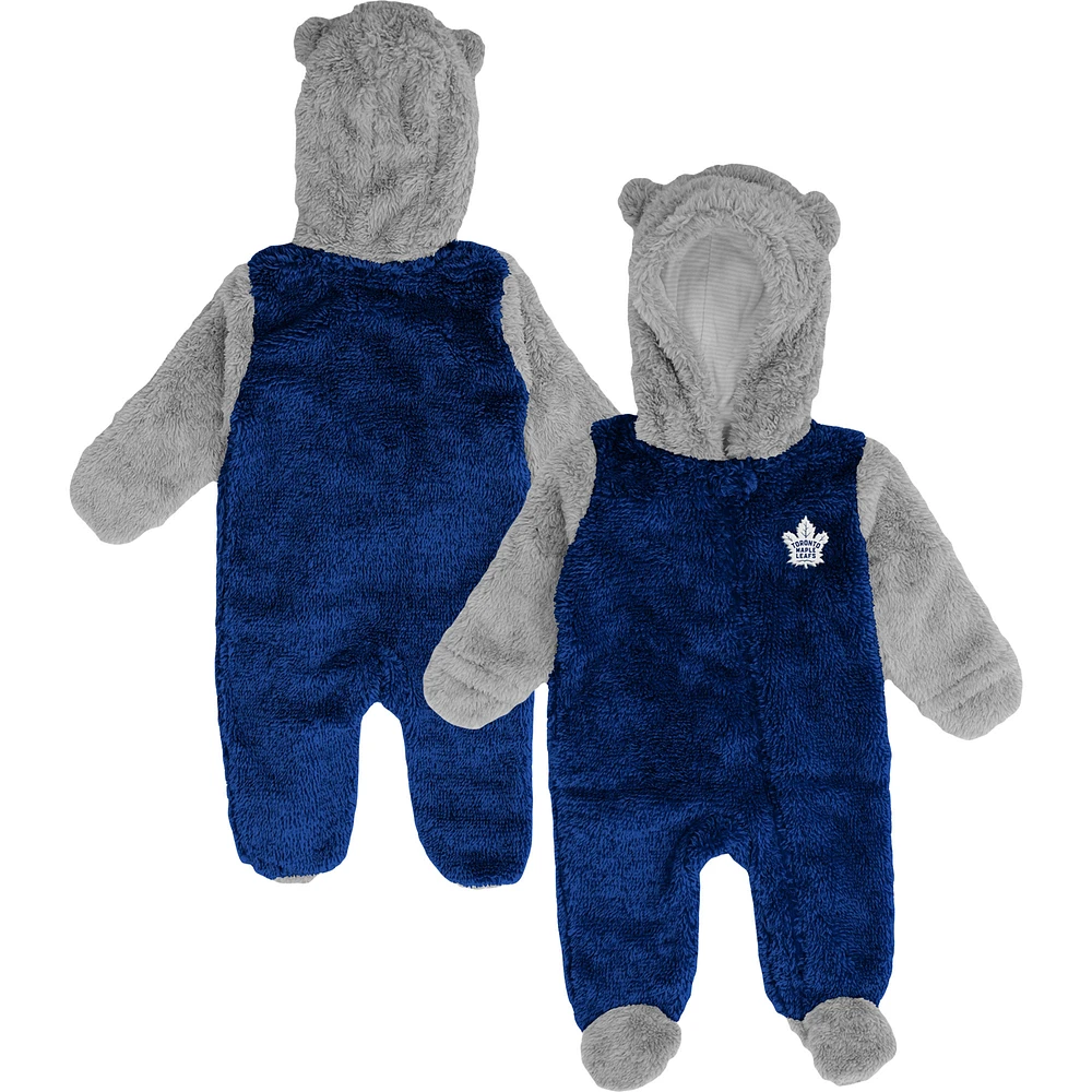 Newborn & Infant Blue Toronto Maple Leafs Game Nap Teddy Fleece Bunting Full-Zip Sleeper