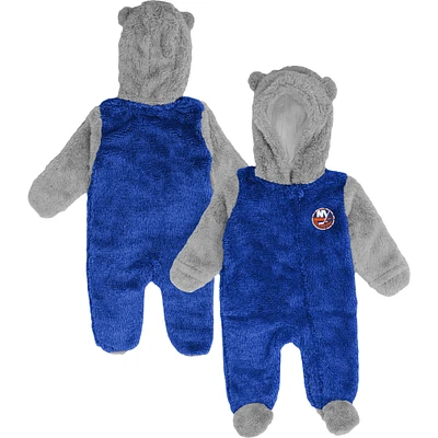 Newborn & Infant Royal New York Islanders Game Nap Teddy Fleece Bunting Full-Zip Sleeper