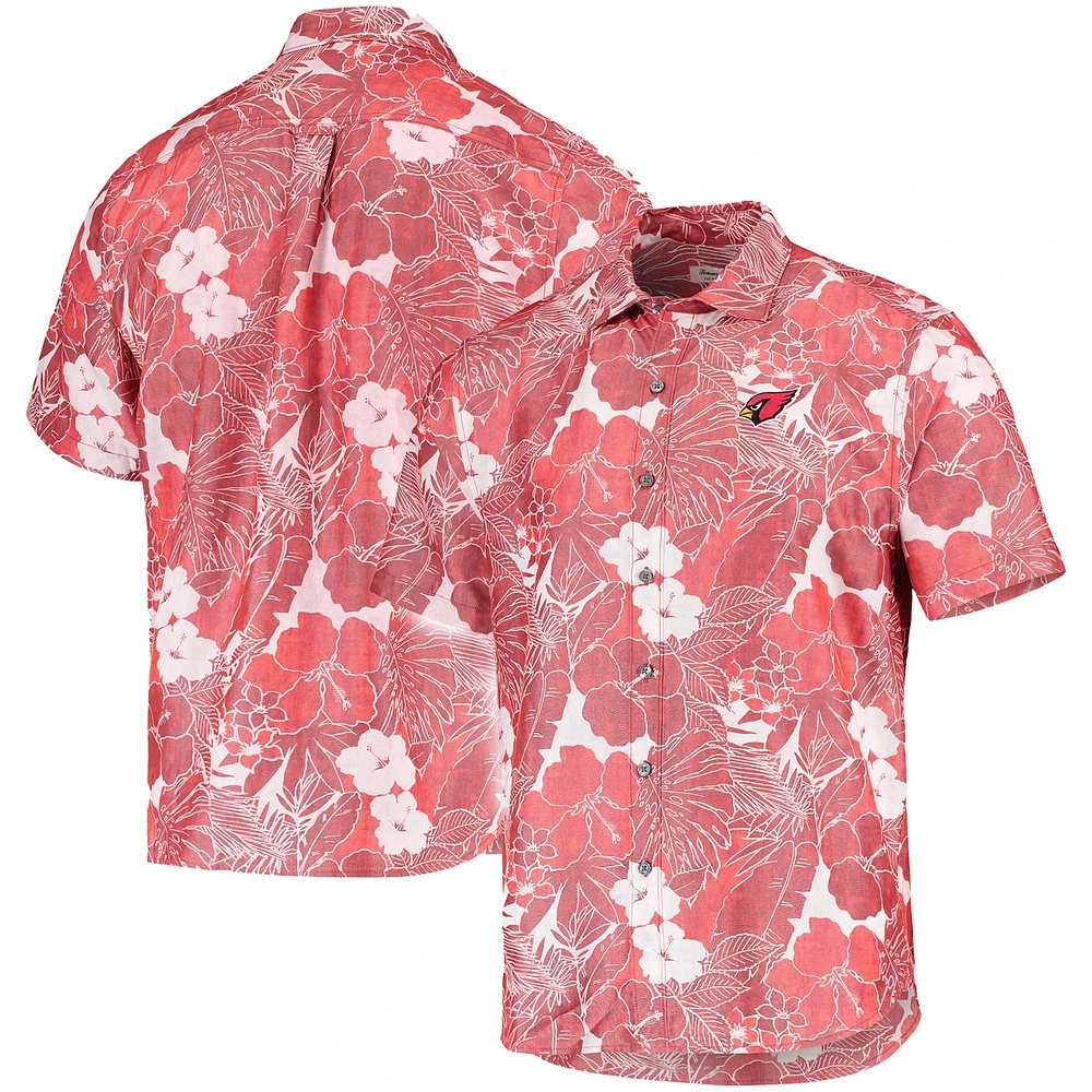 Men's Tommy Bahama Cardinal Arizona Cardinals Coconut Point Playa Floral IslandZone Button-Up Shirt