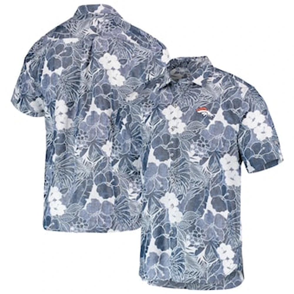 Men's Tommy Bahama Navy Denver Broncos Coconut Point Playa Floral IslandZone Button-Up Shirt