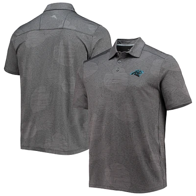 Men's Tommy Bahama Charcoal Carolina Panthers Palm Coast Delray Frond Allover IslandZone Polo