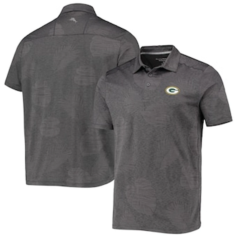 Men's Tommy Bahama Gray Green Bay Packers Palm Coast Delray Frond Allover IslandZone Polo