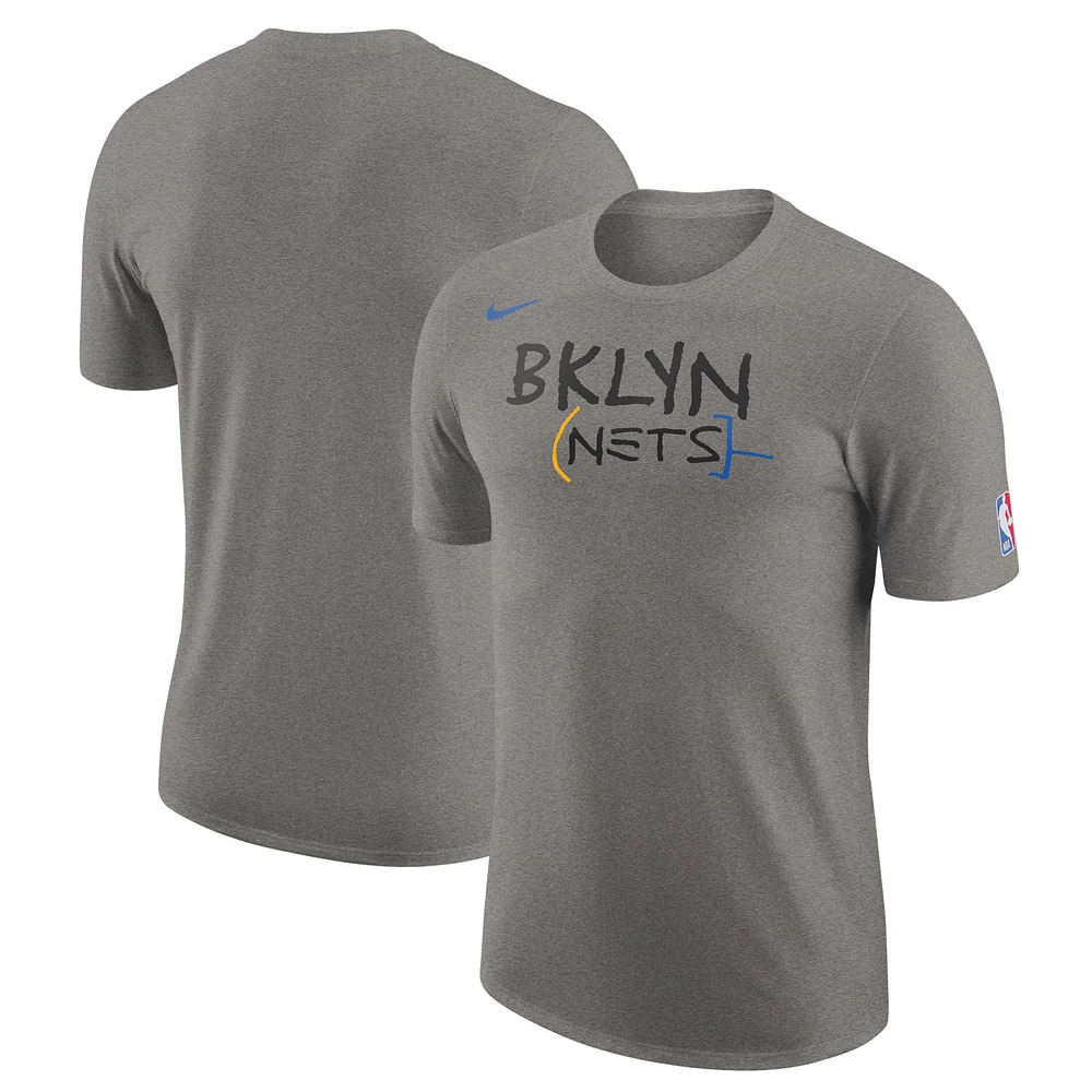 Men's Nike Heather Charcoal Brooklyn Nets 2022/23 City Edition Essential Logo T-Shirt