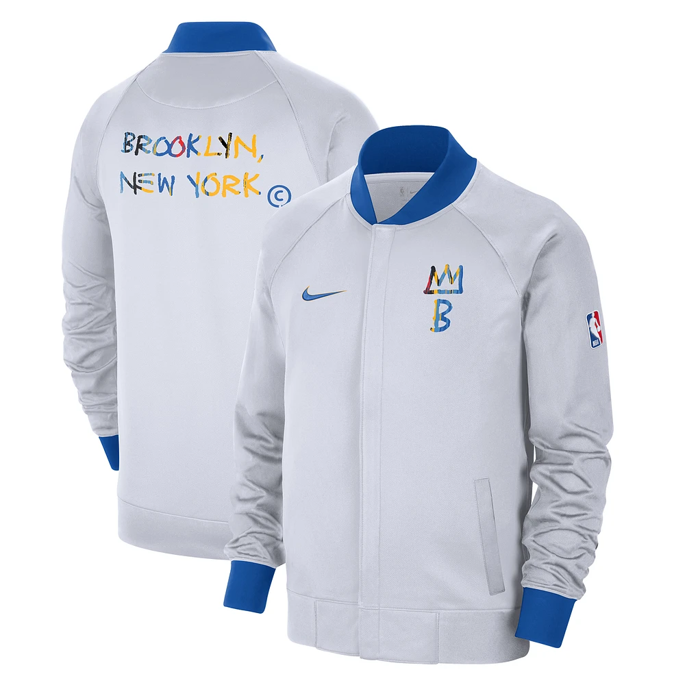 Men's Nike White Brooklyn Nets 2022/23 City Edition Showtime Thermaflex Full-Zip Jacket