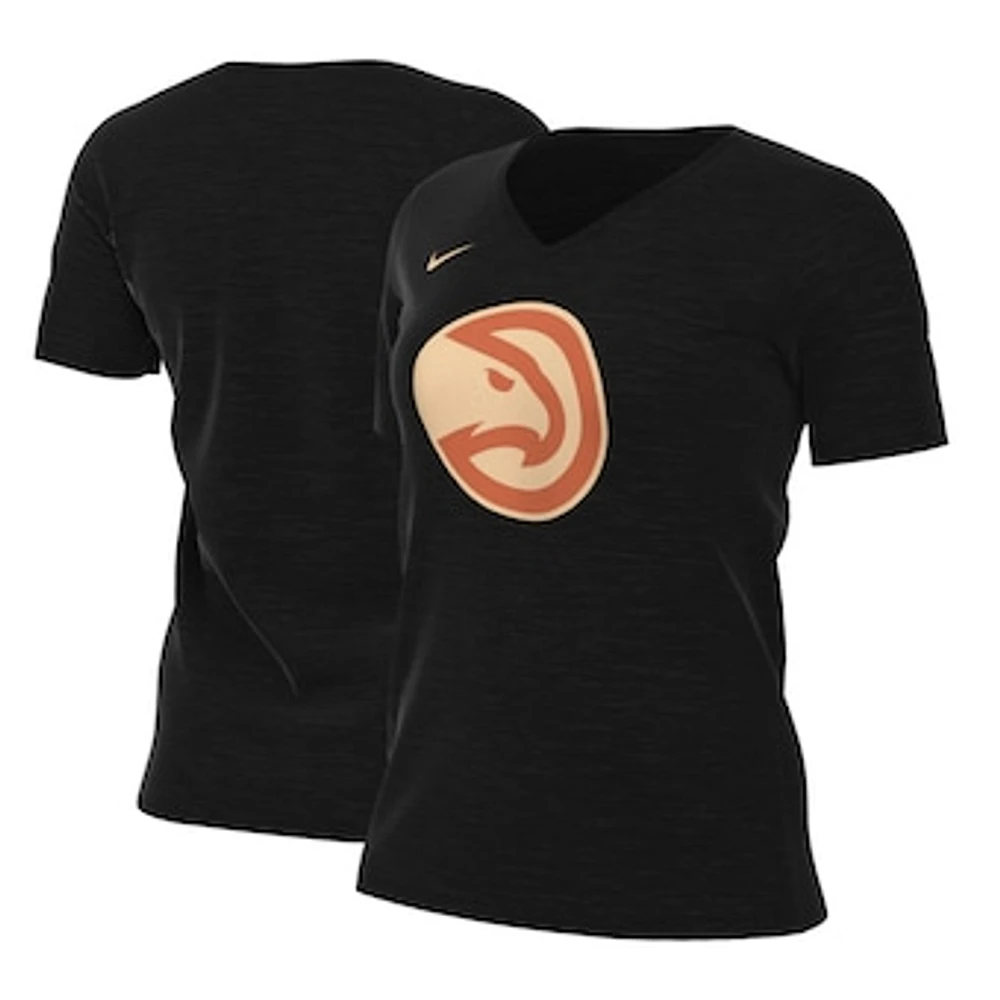 Women's Nike Black Atlanta Hawks 2022/23 City Edition Essential V-Neck T-Shirt