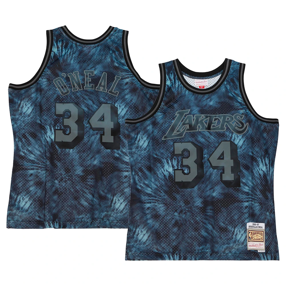 Men's Mitchell & Ness Shaquille O'Neal Black Los Angeles Lakers 1996/97 Tie-Dye Player Swingman - Jersey