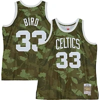 Men's Mitchell & Ness Larry Bird Green Boston Celtics 1985/86 Hardwood Classics Ghost Camo - Swingman Player Jersey