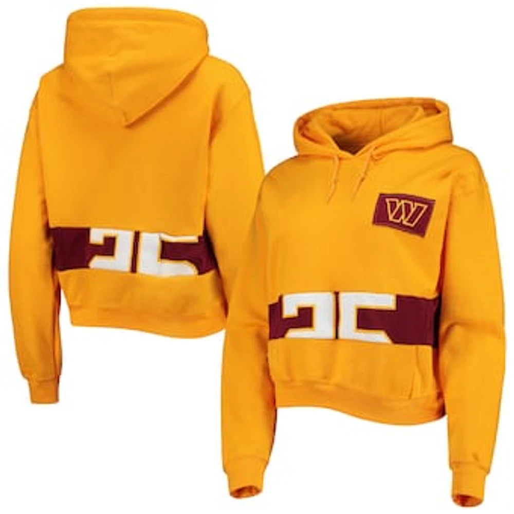 Women's Refried Apparel Gold Washington Commanders Cropped Pullover Hoodie