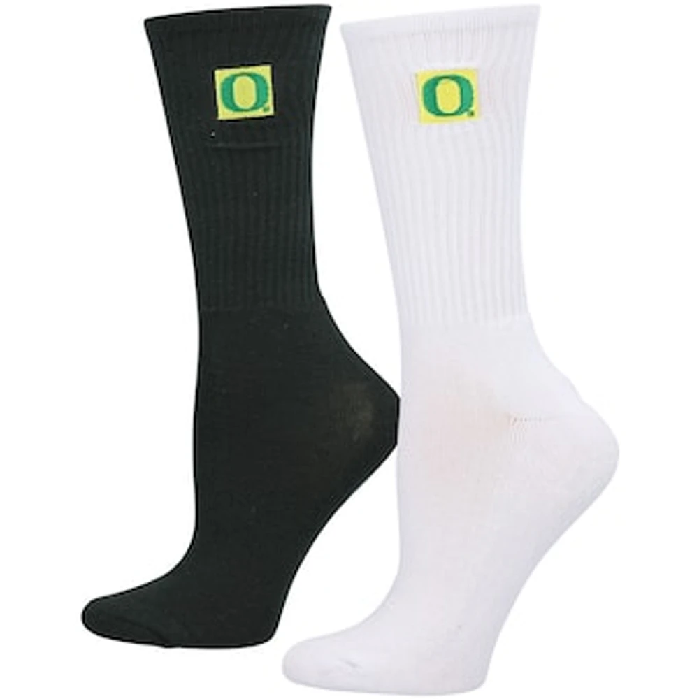 Women's ZooZatz Green/White Oregon Ducks 2-Pack Quarter-Length Socks