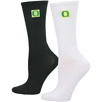 Women's ZooZatz Green/White Oregon Ducks 2-Pack Quarter-Length Socks