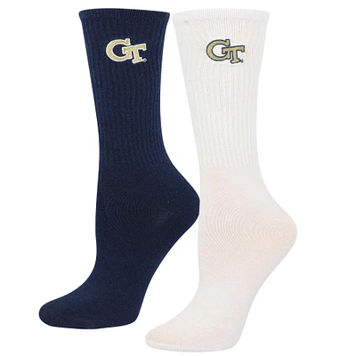 Women's ZooZatz Navy/White Georgia Tech Yellow Jackets 2-Pack Quarter-Length Socks