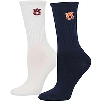 Women's ZooZatz Navy/White Auburn Tigers 2-Pack Quarter-Length Socks