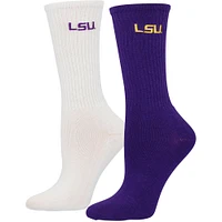 Women's ZooZatz Purple/White LSU Tigers 2-Pack Quarter-Length Socks