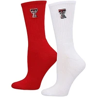 Women's ZooZatz Red/White Texas Tech Red Raiders 2-Pack Quarter-Length Socks