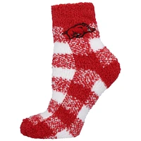 Women's ZooZatz Arkansas Razorbacks Fuzzy Buffalo Check Crew Socks