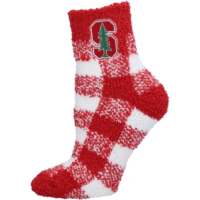 Women's ZooZatz Stanford Cardinal Fuzzy Buffalo Check Crew Socks