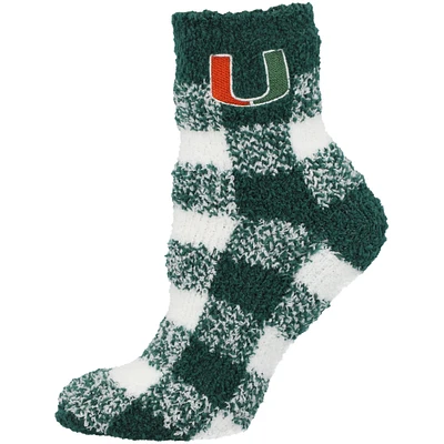 Women's ZooZatz Miami Hurricanes Fuzzy Buffalo Check Crew Socks