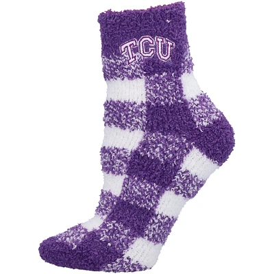 Women's ZooZatz TCU Horned Frogs Fuzzy Buffalo Check Crew Socks