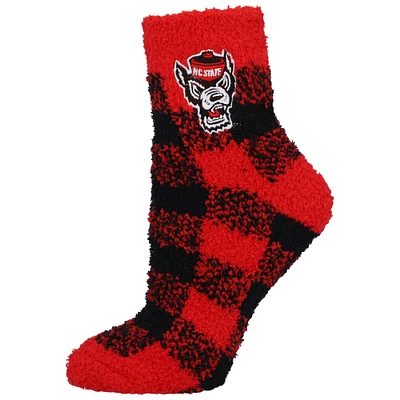 Women's ZooZatz NC State Wolfpack Fuzzy Buffalo Check Crew Socks