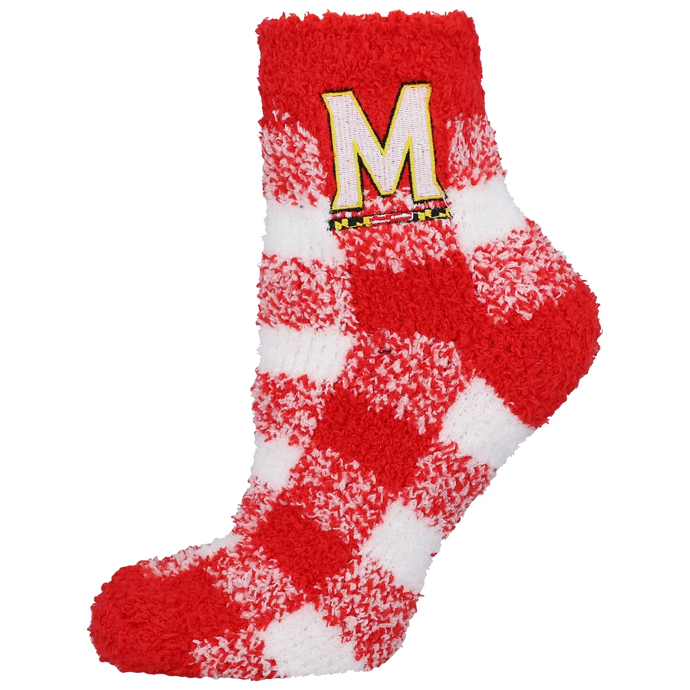 Women's ZooZatz Maryland Terrapins Fuzzy Buffalo Check Crew Socks