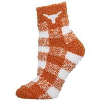 Women's ZooZatz Texas Longhorns Fuzzy Buffalo Check Crew Socks