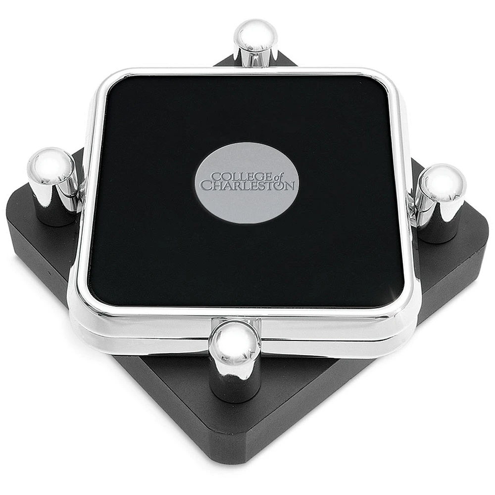 Charleston Cougars Silver 2-Piece Square Coaster Set