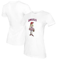 Women's Tiny Turnip White Los Angeles Angels Baseball Babes T-Shirt