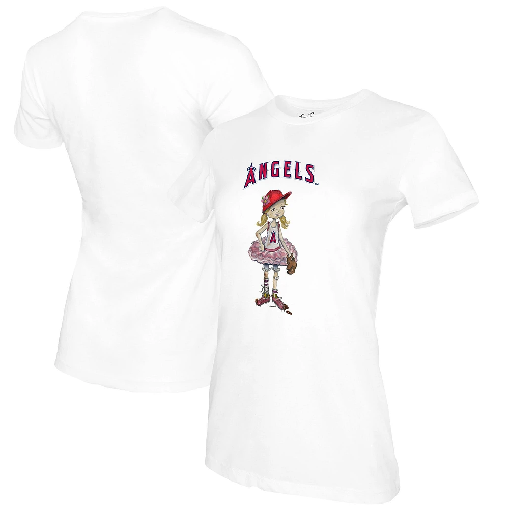 Women's Tiny Turnip White Los Angeles Angels Baseball Babes T-Shirt