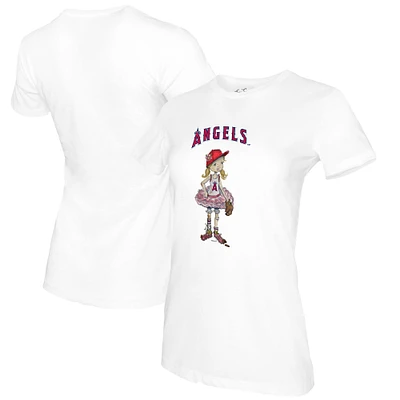 Women's Tiny Turnip White Los Angeles Angels Baseball Babes T-Shirt