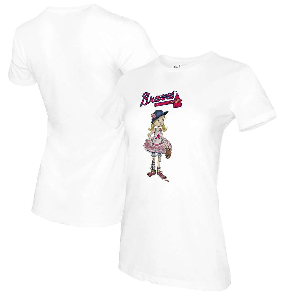 Women's Tiny Turnip White Atlanta Braves Baseball Babes T-Shirt