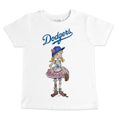 Infant Tiny Turnip White Los Angeles Dodgers Baseball Babes T-Shirt