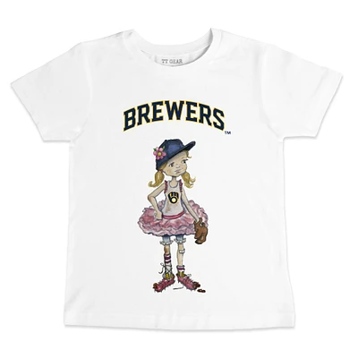 Infant Tiny Turnip White Milwaukee Brewers Baseball Babes T-Shirt