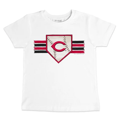 Infant Tiny Turnip White Cincinnati Reds Base Stripe T-Shirt