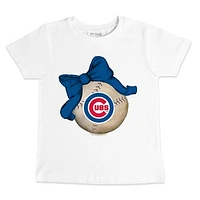 Infant Tiny Turnip White Chicago Cubs Baseball Bow T-Shirt