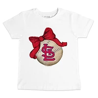 Toddler Tiny Turnip White St. Louis Cardinals Baseball Bow T-Shirt