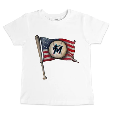 Infant Tiny Turnip White Miami Marlins Baseball Flag T-Shirt