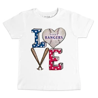 Infant Tiny Turnip White Texas Rangers Baseball Love T-Shirt